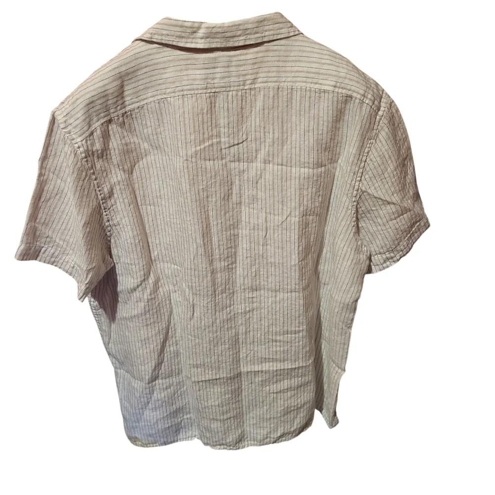 Banana Republic Relaxed Fit Linen Blend Short Sleeve Button Shirt Cream Size XL